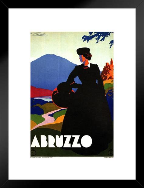Visit Abruzzo Italy Vintage Illustration Travel Railroad Art Deco