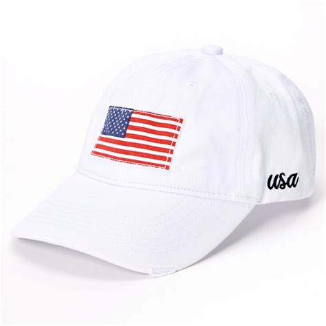 American Flag Baseball Cap White Claires Us