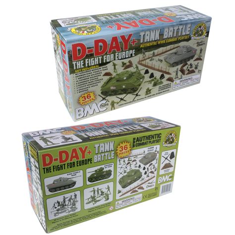 Bmc Ww2 D Day Tank Battle 36pc Plastic Army Men Playset Bmc Toy
