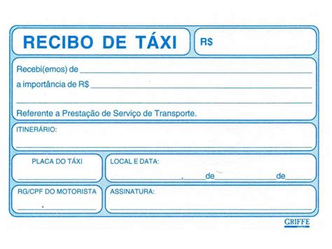 Recibo Taxi Bloco C50f Av