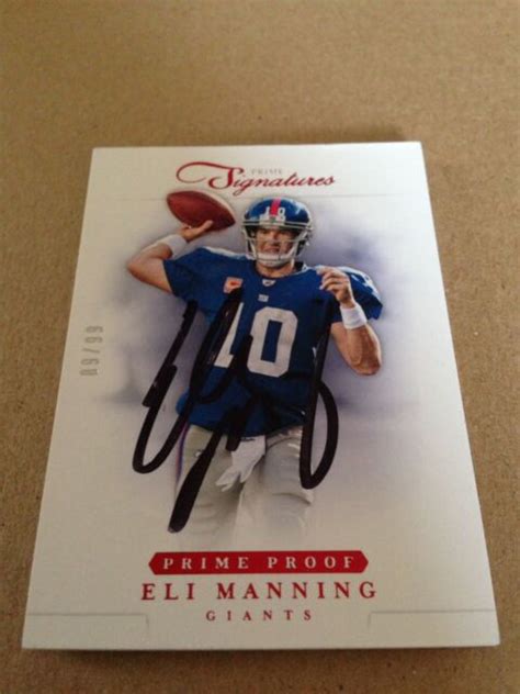 Eli Manning Autographed 2012 Panini Red Prime Proof Signatures 8999 W