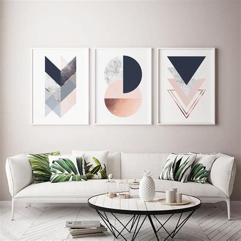 Wall Art Prints Set Geometric Posters Set Of 3 Prints Home Etsy