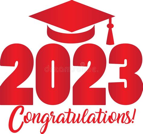 Red Class Of 2023 Congratulations Graphic With Graduation Cap Stock