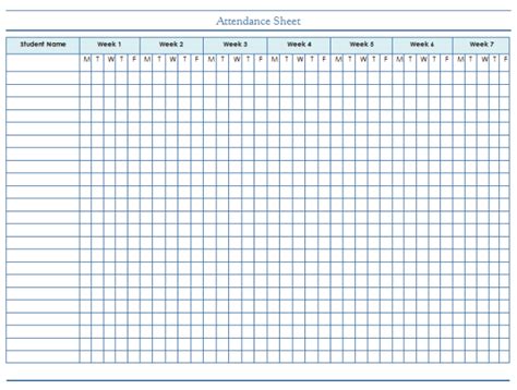 Student Attendance Template Excel Hq Printable Documents