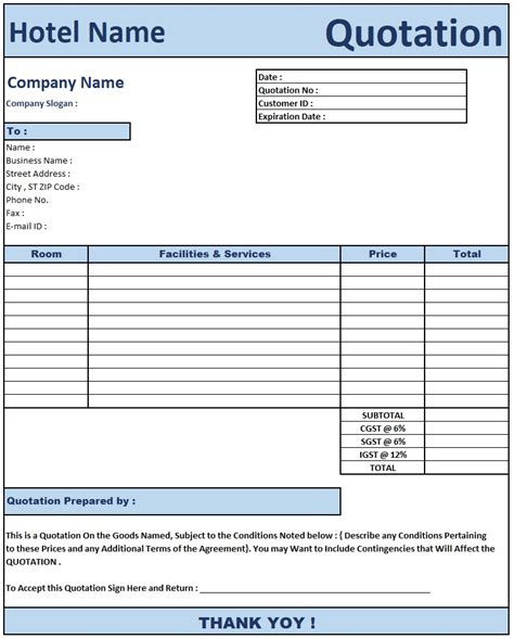 Tender Quotation Format Download Quotation Format In Excel