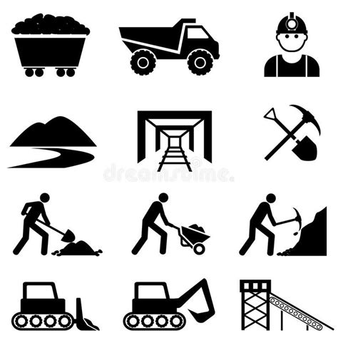 Mining And Miner Icon Set Mining And Mine Worker Icon Set Aff