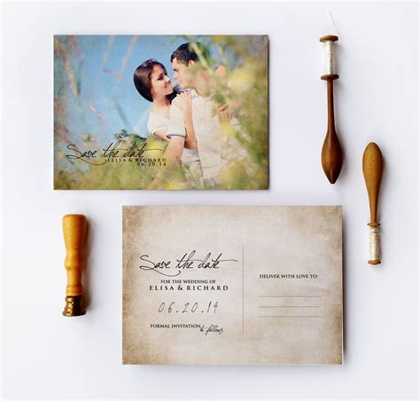 Save The Date Postcard Rustic Country Elegant Shabby Chic