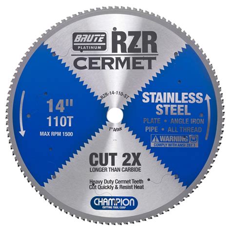 14 Brute Platinum Rzr Cermet Tipped Circular Saw Blades For Stainless