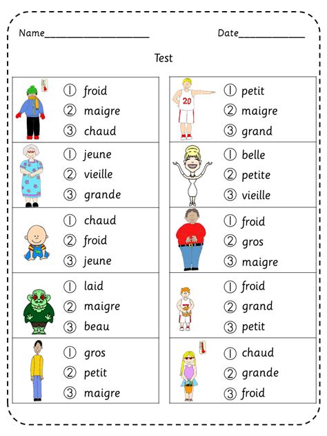 French Beginner vocabulary tests and word search puzzles | French ...