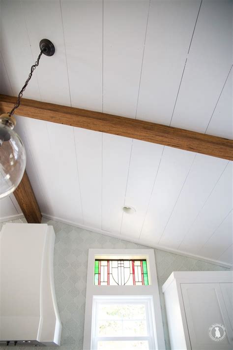 My faux shiplap ceiling was made from very thin plywood and cut into planks. How To Shiplap Your Ceilings - The Handemade Home ...