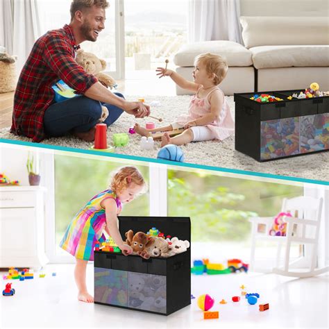 Toy Bin Collapsible Toy Storage With Clear Window Toy Box Storage