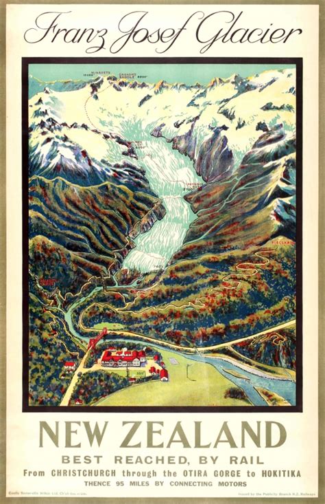 Original Vintage Posters Travel Posters New Zealand Franz Josef
