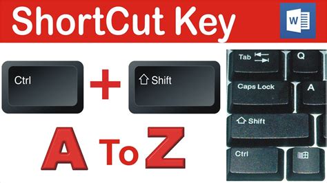 ctrl shift a to z shortcut key ms word youtube
