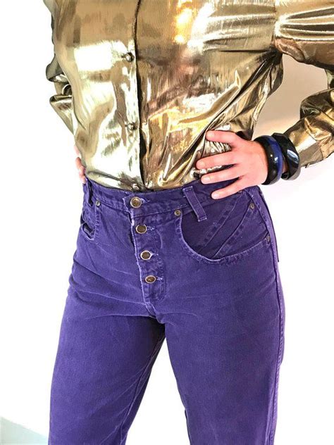 80s Purple Jeans 1980s Zena Jeans High Waisted Denim 90s