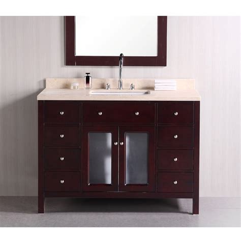Virtu usa finley 54 inch double sink bathroom vanity set in plum w/integrated square sink, white polymarble countertop, single hole brushed. Shop Design Element Venetian 48-inch Single Sink Bathroom ...