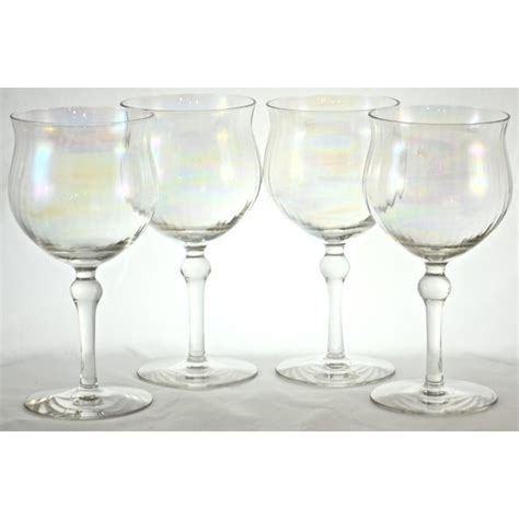 Iridescent Optic Crystal Stemmed Wine Glasses Set Of 4 Chairish