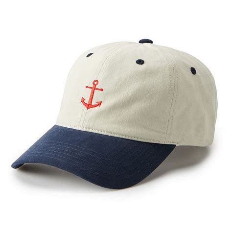 Mens Two Tone Baseball Cap With Anchor Embroidery