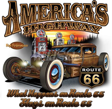 Americas Highway Route 66 Hotrod Hot Rod Route 66 Clipart Large