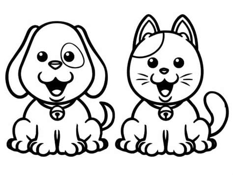 Dibujos Para Colorear De Gatitos Y Perritos Tiernos Reverasite