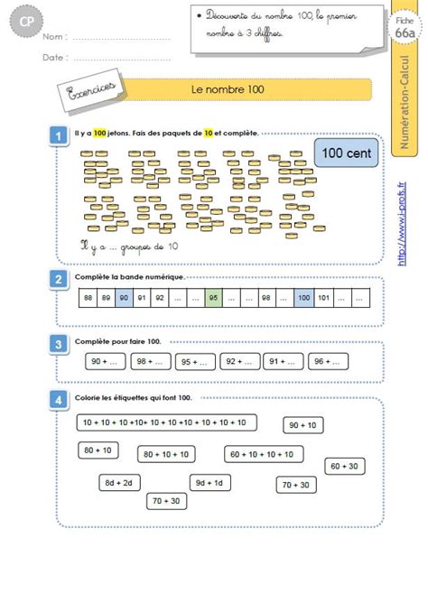 Exercices Numeration Cp Et Ce1 Fiches Les Nombres De 0 A 100 Images