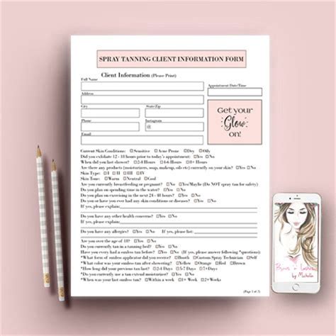 Spray Tan Client Forms Spray Tan Forms Client Information Etsy
