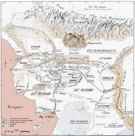 Map Of Beleriand Silmarillion Map Tolkien Middle Earth Map