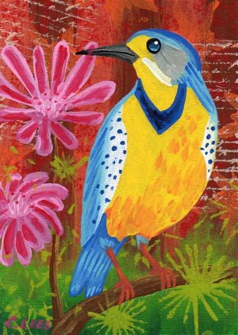 Watch this instructional painting video to begin painting on plexiglass. 5"x7" Original Acrylic Painting, Blue and Yellow Bird, Art ...