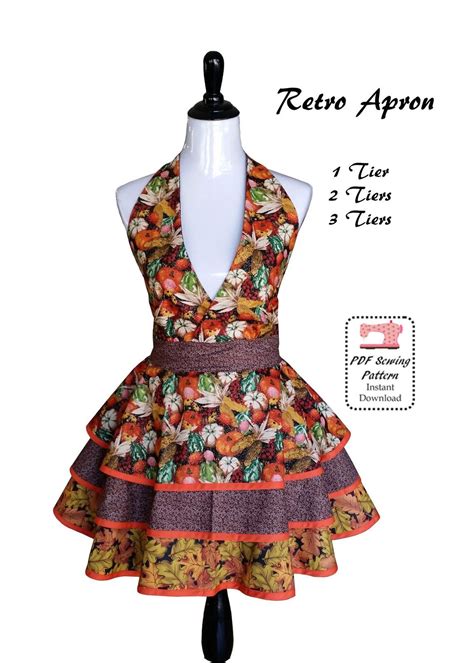 50s Retro Apron Pdf Sewing Pattern And Tutorial Tiers Etsy In 2021