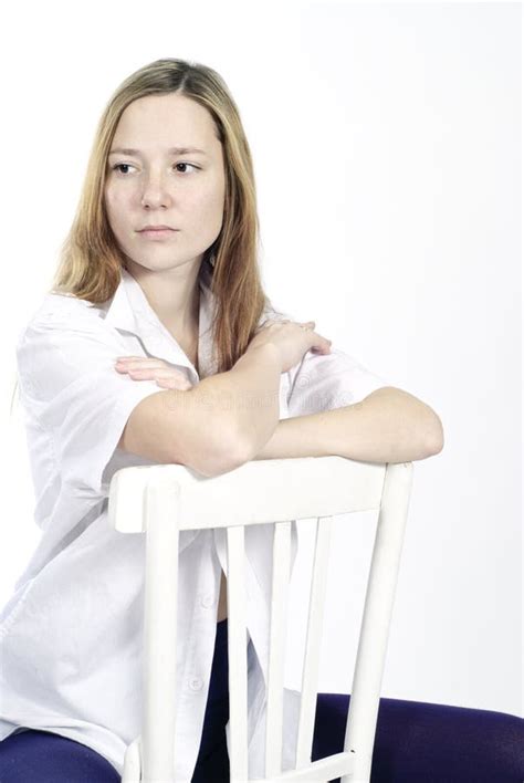 Beautiful Young Woman Sitting On A Chair Stock Image Image Of