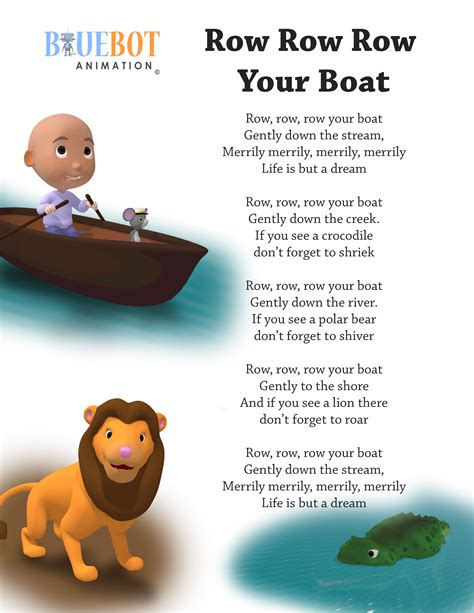 Sail, sail, sail your boat. Row row row your boat nursery rhyme lyrics Free printable ...