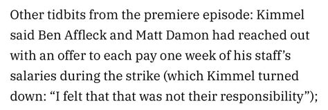 Matt Damon And Ben Affleck Offered To Pay One Week Each Of Jimmy Kimmel