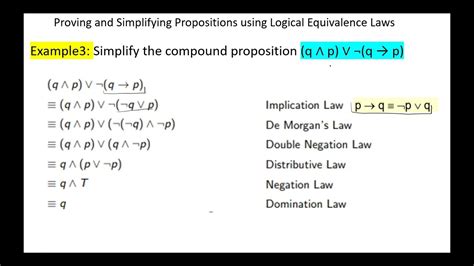 Proving And Simplifying Propositions Using Logical Equivalence Laws