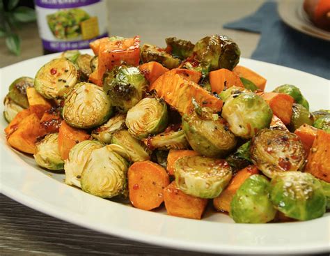 Jump to recipe print recipe. Roasted Brussels Sprouts and Sweet Potatoes with Sesame ...