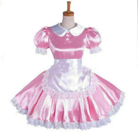 pink sissy maid satin dress lockable tailor made 21 00 picclick