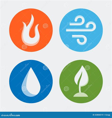 Four Elements Vector Icons 2 Stock Vector Illustration Of Green