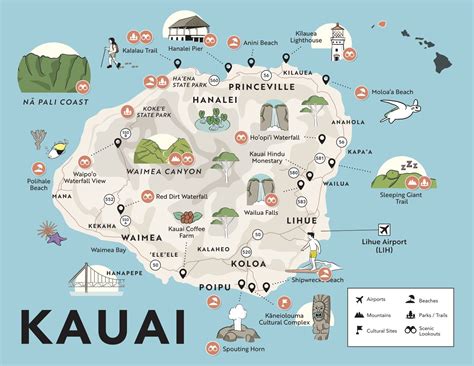 Kauai Map Map Of Hawaii Kauai Travel Hawaii Life Kauai Hawaii Oahu