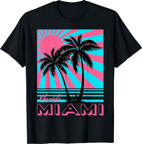 Miami Beach T Shirt Florida Miami Palm Trees T Shirt Amazonfr