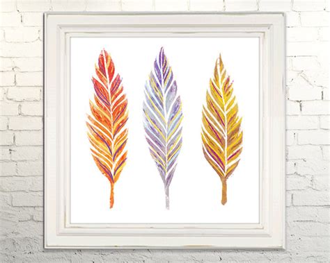 Watercolor Feathers Printable Art Print Instant Download  Etsy