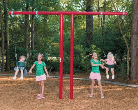 This Commercial Swing Set Is Designed For Toddlers It Has Two Swings
