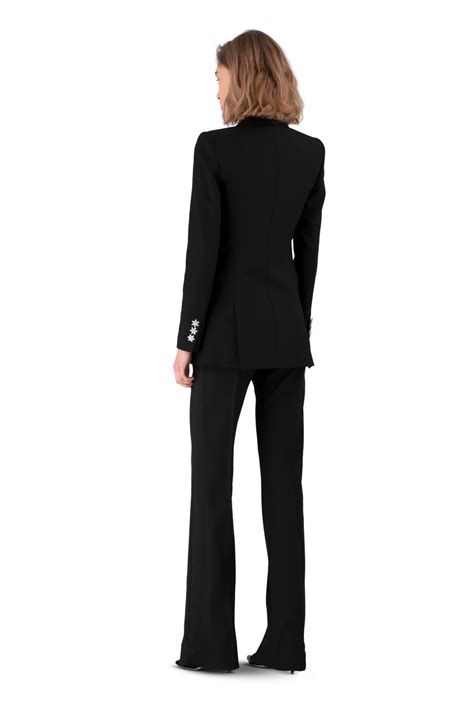 Black Satin Crepe Tailored Blazer in 2020 | Tailored ...