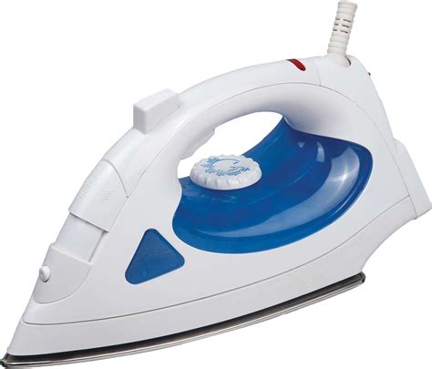 A White And Blue Electric Iron On A White Background