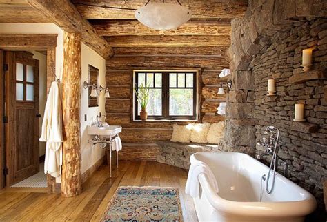 30 Rustic Bathroom Designs Log Cabin Interior Cabin Interiors