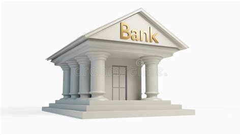 Antique White Bank Building Concept With Column Isolated 3d