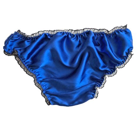 Royal Blue Satin Frilly Sissy Mutandine Bikini Knicker Biancheria