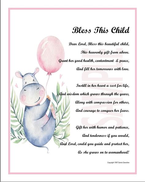 Baby Girl Blessing T Digital Download Baby Blessing Poem Shower