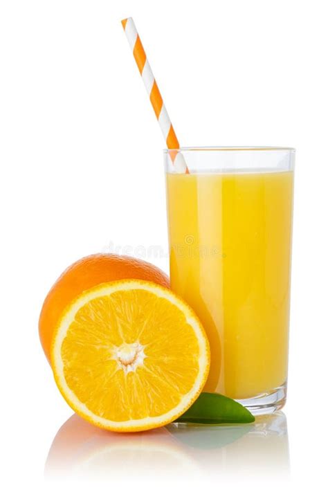 Orange Juice Smoothie Fruit Drink Straw Oranges In A Glass Isolated On