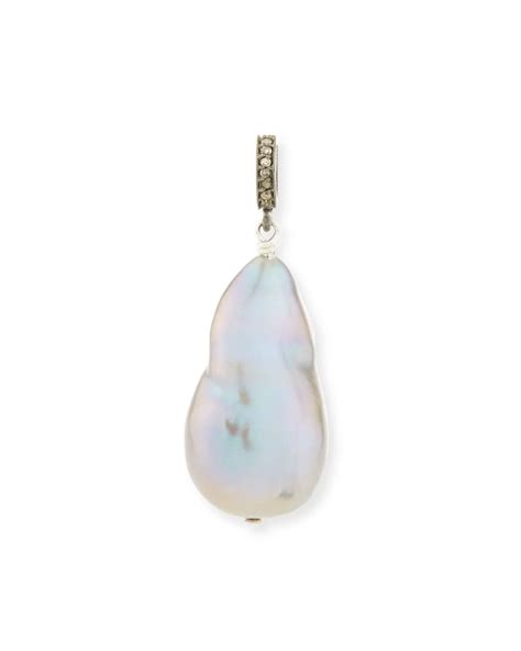 Margo Morrison Baroque Pearl And Diamond Pendant In Sterling Silver