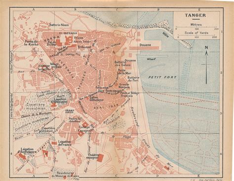 1921 Tangier Morocco Antique Map Etsy