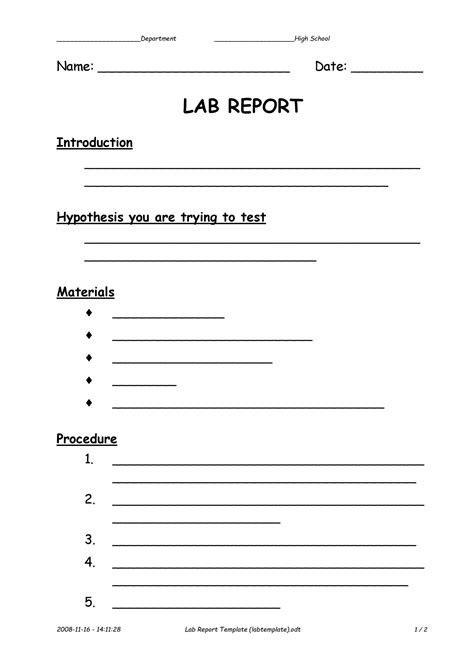 40 Lab Report Templates And Format Examples Template Lab