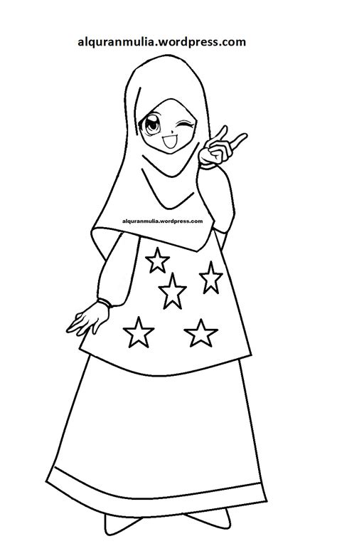 Sketsa Gambar Mewarnai Orang Pakai Masker 10 Gambar Kartun Muslimah